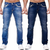 Calça Jeans Masculina Streetwear com Bolsos e Corte Reta Azul