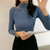 Suéter feminino de manga comprida e gola alta - loja online