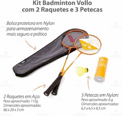 Kit Badminton 2 Raquetes e 3 Petecas Vollo - Casa São Paulo