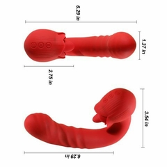 VIBRADOR "ROSE" USB CON LENGUA ESTIMULADORA DE CLITORIS, SUBE Y BAJA EN PUNTO G 13X3,5CM. TJ3041 - comprar online