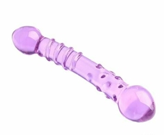 DILDO DE VIDRIO - DOBLE CABEZA CURVO - 16.50X3.6CM. ES-9162