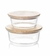 Set de 2 bowls redondos de vidrio con tapa de bamboo en internet