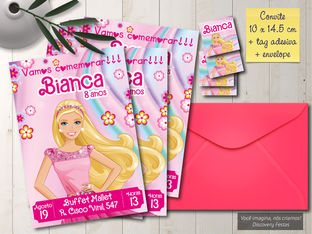 Convite Aniversário da Barbie infantil - Edite grátis com nosso editor  online