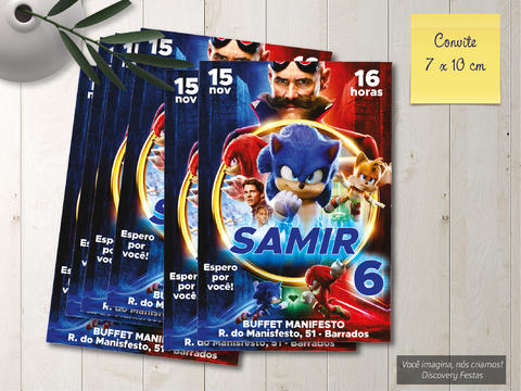 Convite Digital para Aniversário - Sonic - o Filme 2