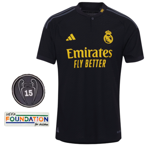 Camisa Adidas Real Madrid III Third 2023 24 Patch 15 Champions UEFA
