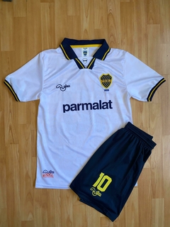 CONJUNTO CAMISETA Y SHORT RETRO BOCA JUNIORS TODO BORDADO OLAN MARADONA - comprar online