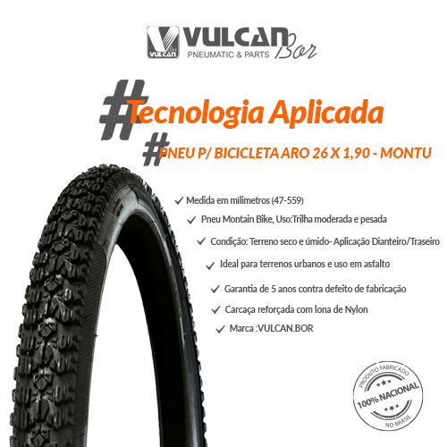 Kit Pneu p Bicicleta Aro 26 X 1 90 C mara Aro 26