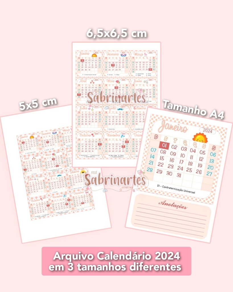 Apostila Virtual - Coleção Calendários Fofos (moldes+arquivo calendário)