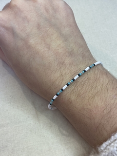 Pulsera blanco - celeste - negro plata 925 - comprar online