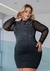 Vestido Luxo Strass Manga Longa Plus Size - loja online