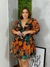 Vestido Tule Plus Size Floresta Preto e Laranja