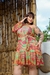 Vestido Plus Size Tule Nula Manga Floral Verde