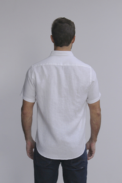 Camisa de Linho Dimarsi Regular Fit Manga Curta Branco 1159 - Dimarsi Camisaria