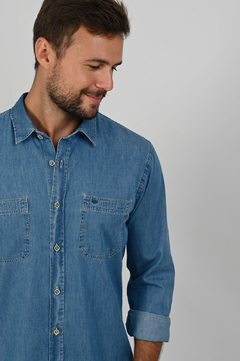 Camisa Dimarsi Slim Fit ML Jeans Médio 10032 - comprar online