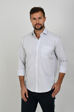 Camisa Dimarsi Regular Fit ML Xadrez Branco 10182 - comprar online