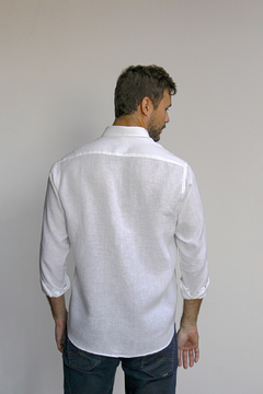 Camisa de Linho Dimarsi Regular Fit Manga Longa Branco 1160 - comprar online