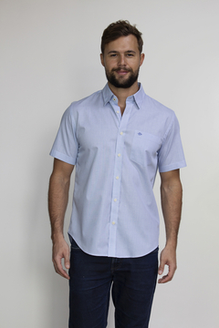 Camisa Dimarsi Regular Fit MC Xadrez Branco com Azul 9943