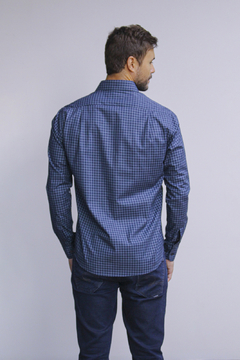 Camisa Dimarsi Regular Fit Manga Longa Xadrez Azul 9750 - comprar online