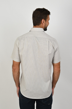 Camisa Dimarsi Regular Fit MC Xadrez Cáqui com branco 9979 - comprar online