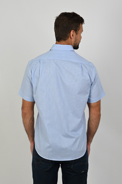 Camisa Dimarsi Regular Fit MC Xadrez Azul com branco 9979 - Dimarsi Camisaria