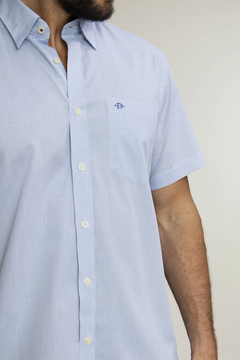 Camisa Dimarsi Regular Fit MC Xadrez Branco com Azul 9943 na internet