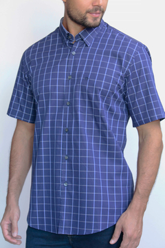 Camisa Dimarsi Regular Fit Manga Curta Xadrez Azul 9239 - comprar online