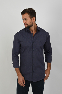Camisa Dimarsi Slim Fit ML Listrada Azul 9878 - comprar online