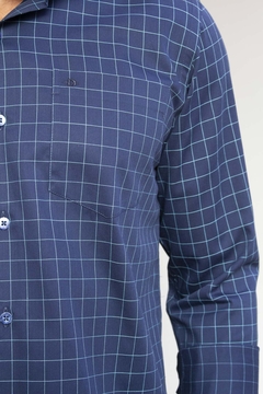 Camisa Dimarsi Regular Fit ML Xadrez Azul Marinho com Azul 9946 - comprar online