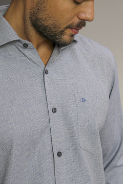 Imagem do Camisa de Algodão Maquinetado Dimarsi Regular Fit Manga Longa Azul Marinho 9816