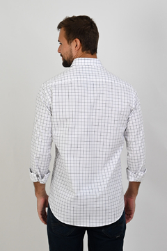 Camisa Dimarsi Slim Fit ML Xadrez Branco 9876 - loja online