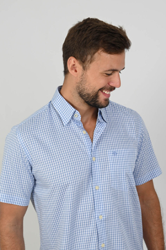 Camisa Dimarsi Regular Fit MC Xadrez Azul 9967 - comprar online