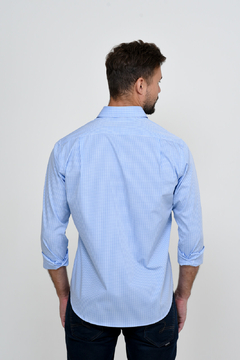 Camisa Dimarsi Regular Fit Xadrez Manga Longa Azul 9226 - comprar online