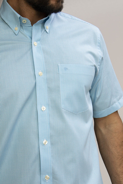 Camisa Dimarsi Regular Fit MC Xadrez Azul 9963 - comprar online
