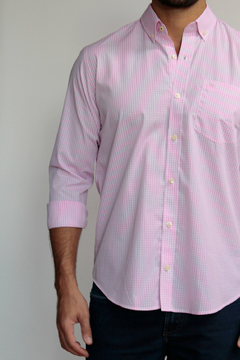 Camisa Dimarsi Regular Fit Manga Longa Xadrez Rosa 9410 - comprar online