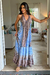 Boho Chic: Vestido Lenço Frente Única Blue Gardenia Gold - Canto da Lucy