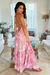 Boho Chic: Vestido Lenço Frente Única Pink Flowers Gold na internet