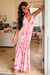 Boho Chic: Vestido Lenço Frente Única Pink Flower Gold - comprar online