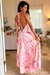 Boho Chic: Vestido Lenço Frente Única Pink Flower Gold - loja online