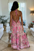 Imagem do Boho Chic: Vestido Lenço Frente Única Pink Flowers Gold