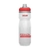 Garrafa de hidratação branca e vermelha da marca CamelBak, modelo Podium Chill, com capacidade de 0,62L, edição 2019.