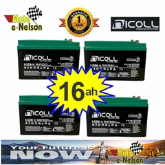 Bateria Nicoll 12v 16 ah / 6-DZM-16 Kit com 4 Baterias na internet
