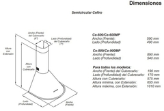 Campana Ecoclima CEFIRO 600 INOX c/motor - 60cms ancho - acero inoxidable - semi circular - comprar online