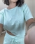 Conjunto Moletinho Calça Pantalona Reta e Blusa Manga Gola Careca - Verde Água na internet