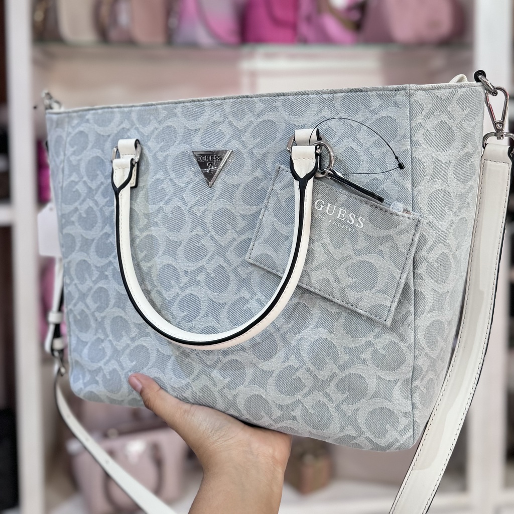 TOTE BAG GUESS MEZCLILLA CON STRAP Y MONEDERO