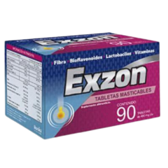 Fibra/Bioflavonoides/Lactobacilos/Vitaminas 90 tabletas masticables (Exzon)