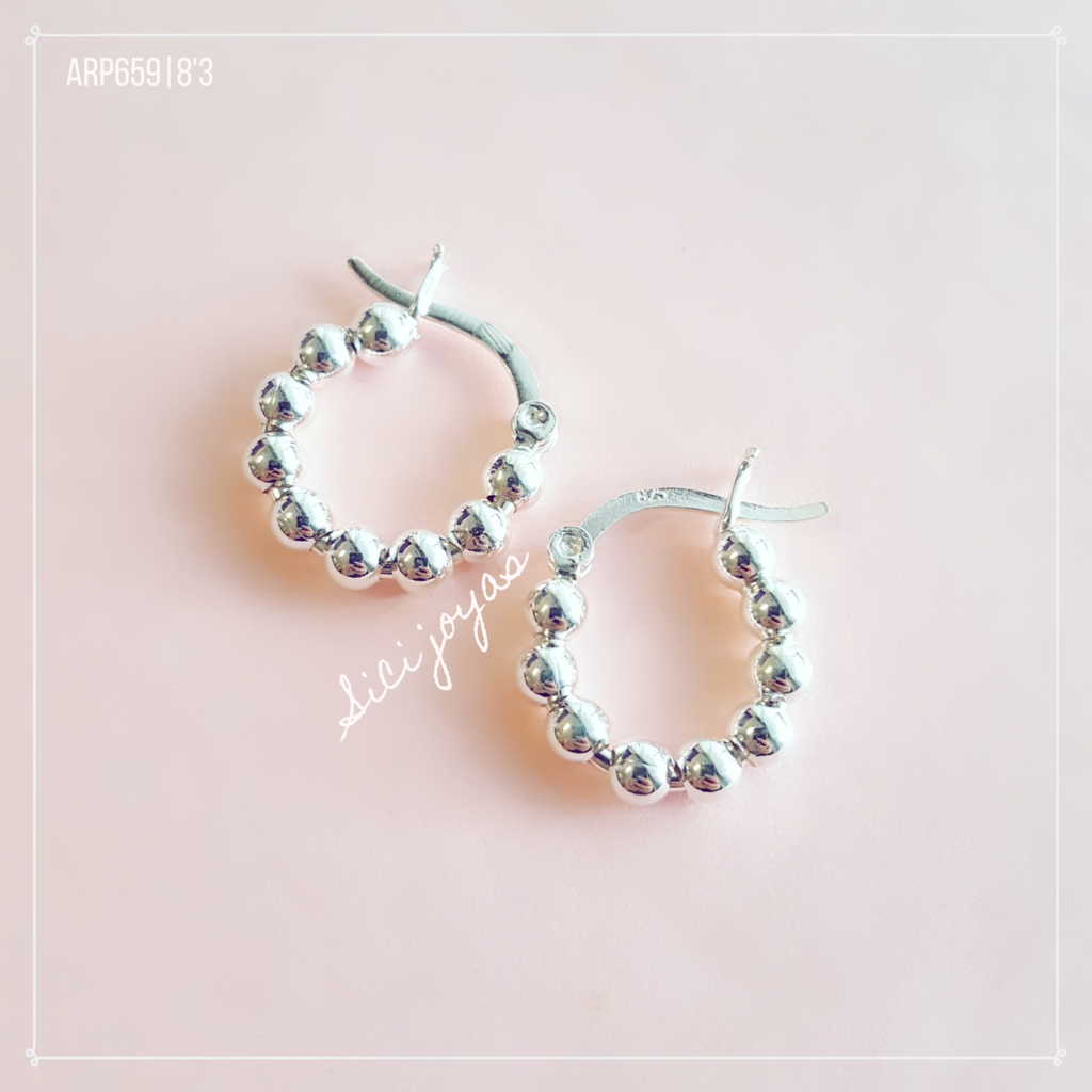 Aros argollas con bolitas cheap