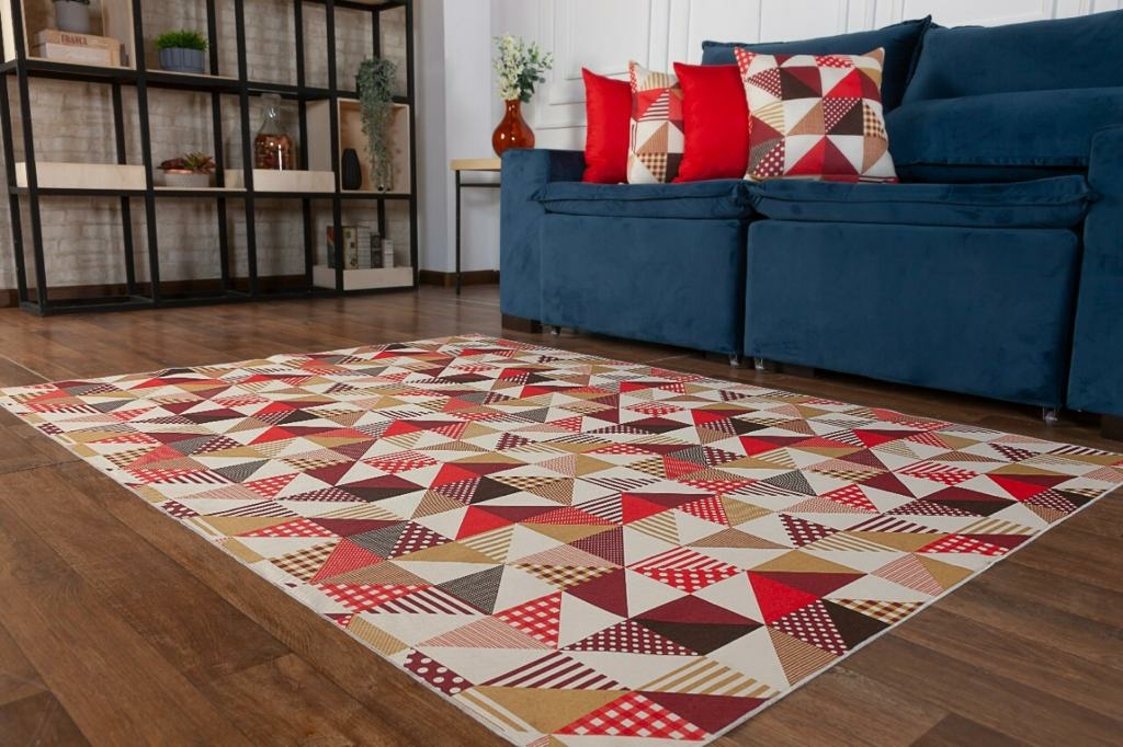 Alfombra TAPETE TAPETE ANTIDERRAPANTE, TAPETE SALA, TAPETE QUARTO, TAPETE  GEOMÉTRICO, TAPETE NOSSA CASA ENXOVAL, TAPETE DECORAÇÃO, TAPETE AMBIENTE  triangular bordó - de 140cm x 100cm