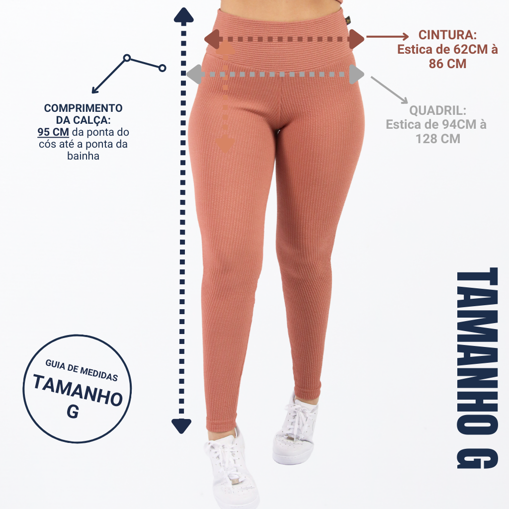 Legging Fitness Canelada de Poliamida Terroso - Cós Alto