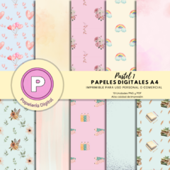 Pack de 10 papeles digitales PASTEL 1