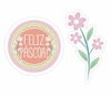 Aplique em Papel e MDF Páscoa – Flor e Tag Feliz Páscoa - Litoarte